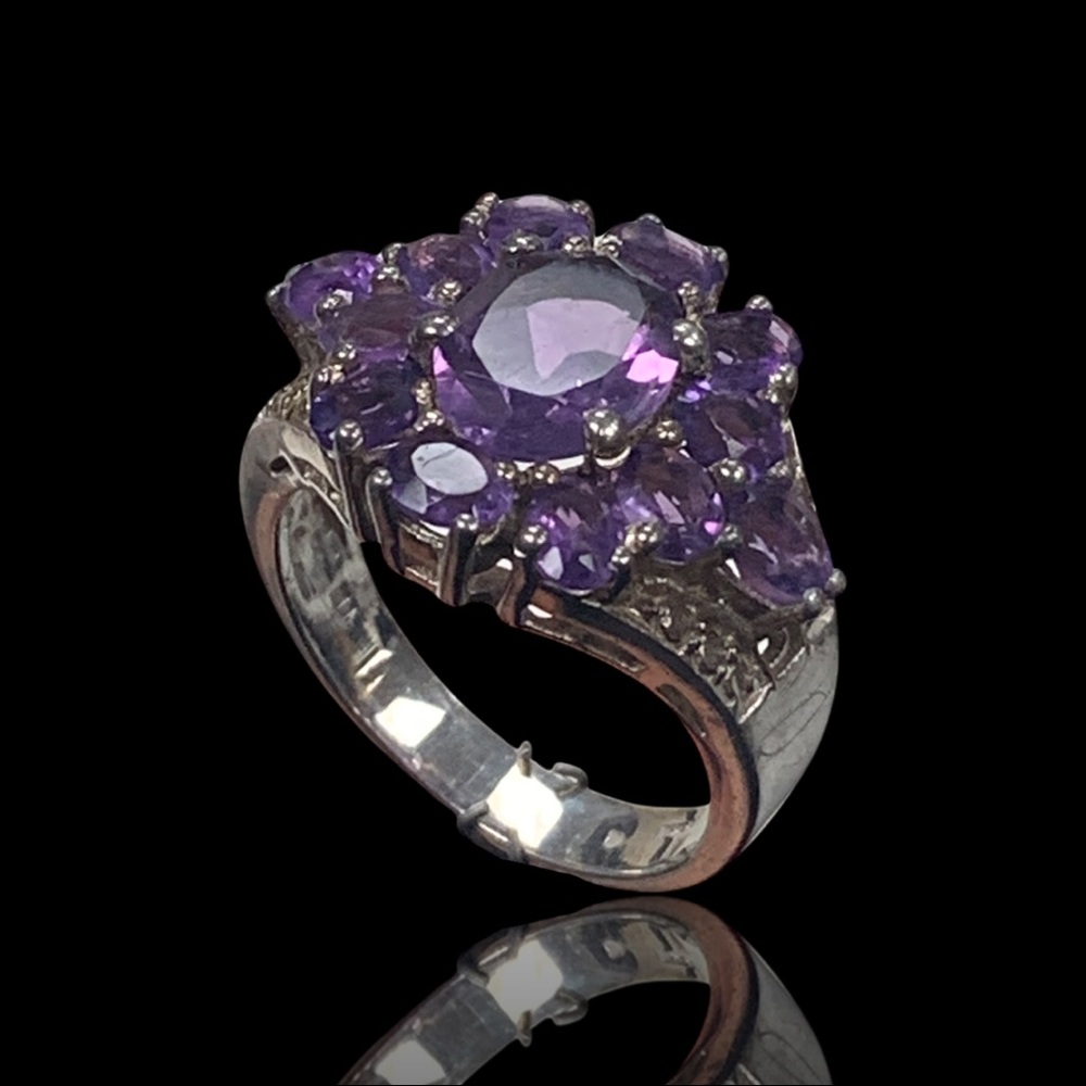 Sterling Silver Purple Crystal Ring